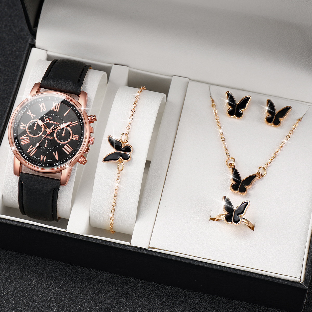 Ladies Belt Geneva Quartz Watch Jewelry Set
