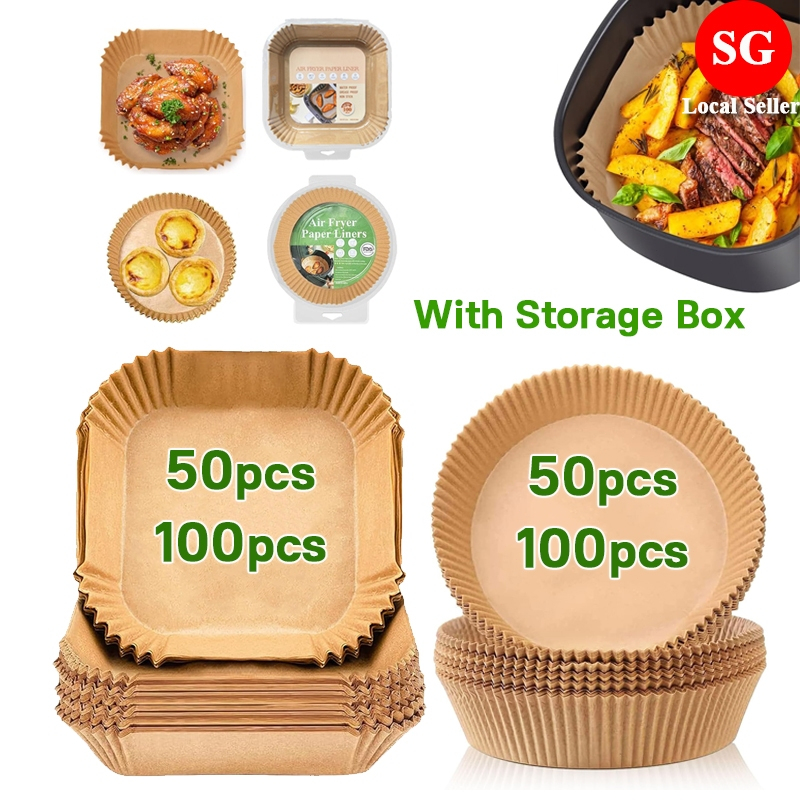 ??【SG stock】100Pcs Air Fryer Paper Disposable Air Fryer Parchment Paper Liners Non-Stick空气炸锅纸 Disposable Baking Paper